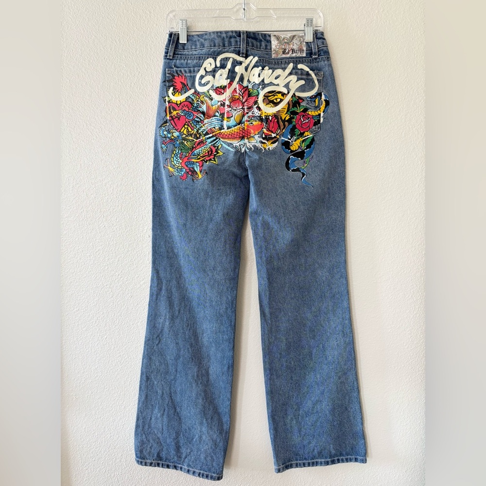 Ed Hardy Women’s Multi Tattoo Relaxed Baggy Jeans